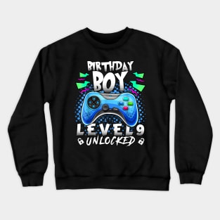 Level 9 Unlocked Video Game 9th Birthday Gamer Crewneck Sweatshirt